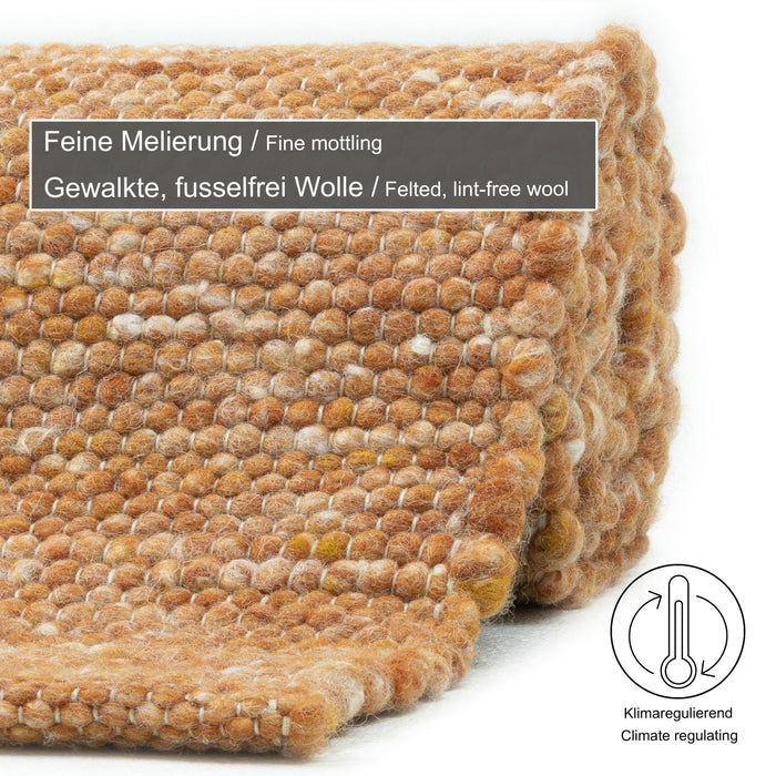 Theko Handgeweven wollen tapijt Alpen 70x140 cm - Terracotta