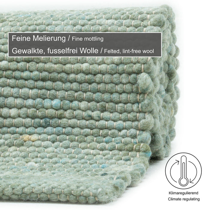 Theko Handgeweven wollen tapijt Alpen 40x60 cm - Groen