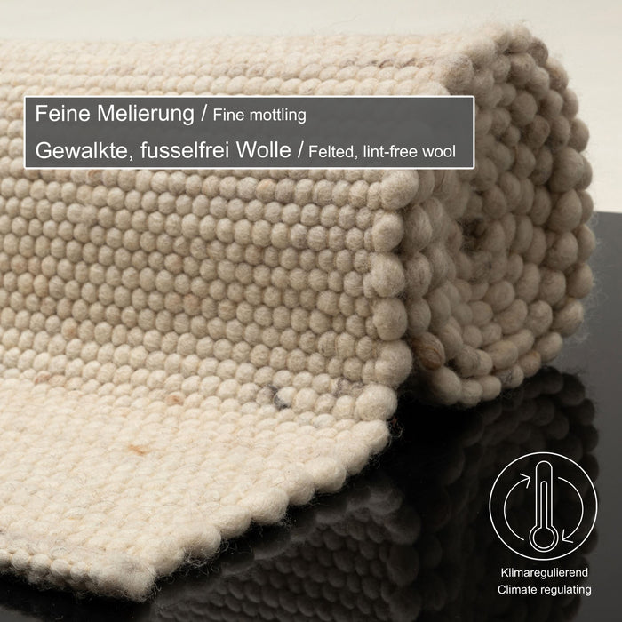 Theko Handgeweven wollen tapijt Alpen 90x160 cm - Natuurlijk