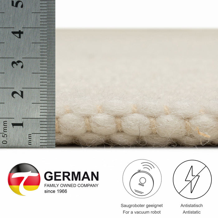 Theko Handgeweven wollen tapijt Alpen 40x60 cm - Natuurwit