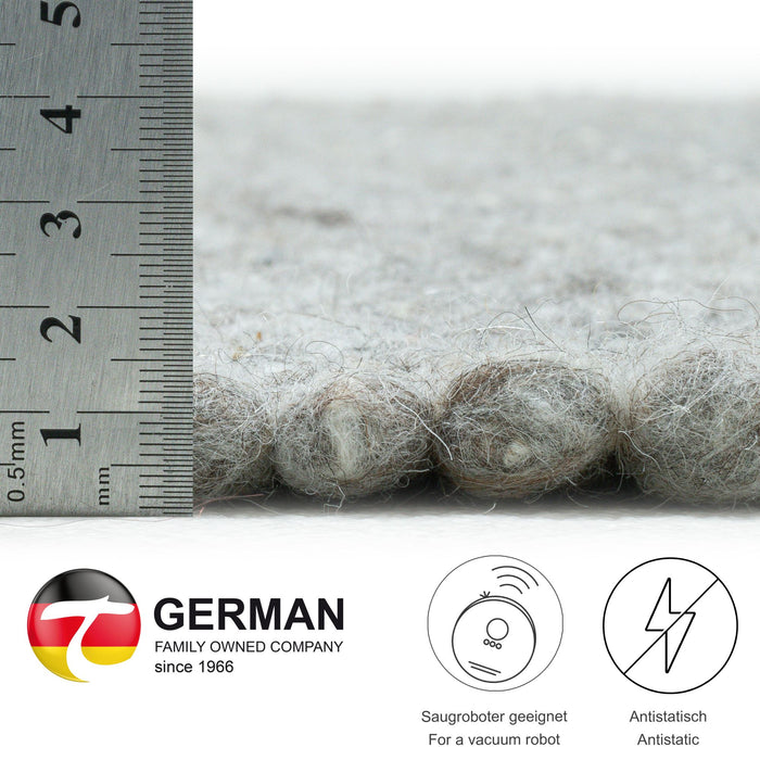 Theko Handgeweven wollen tapijt Alpen 70x140 cm - Natuurgrijs