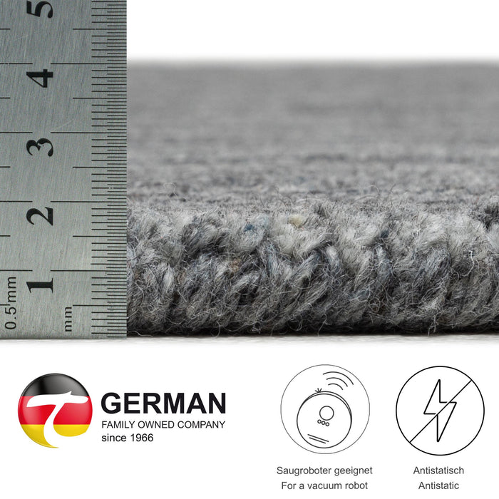 Theko Handgeweven wollen tapijt Pure 170x240 cm - Antraciet