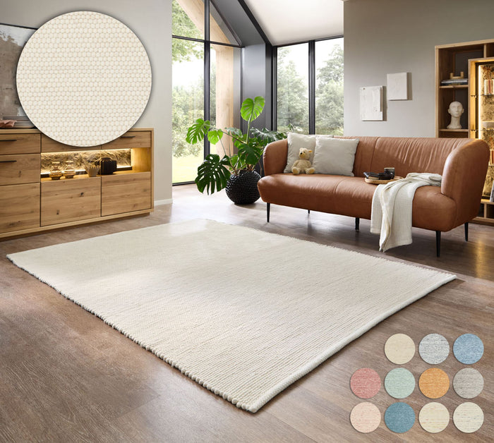 Theko Handgeweven wollen tapijt Alpen 170x240 cm - Natuurwit