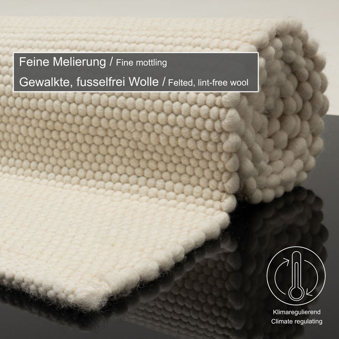 Theko Handgeweven wollen tapijt Alpen 170x240 cm - Natuurwit