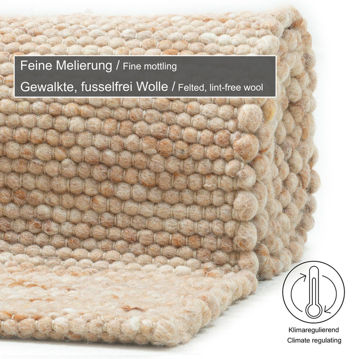 Theko Handgeweven wollen tapijt Alpen 120x180 cm - Donkerbeige