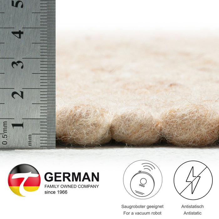 Theko Handgeweven wollen tapijt Alpen 190x250 cm - Donkerbeige