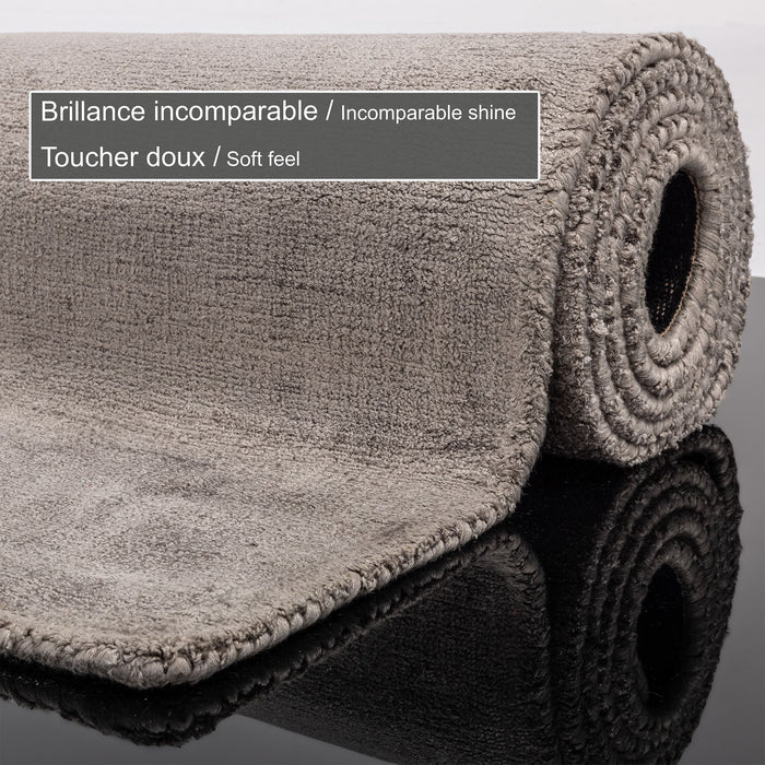 Theko handgeweven viscose tapijt Star 40x60 cm - Grijs