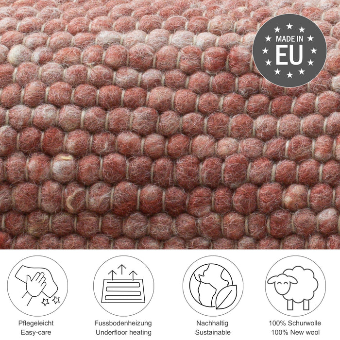 Theko Handgeweven wollen tapijt Alpen 140x200 cm - Rood