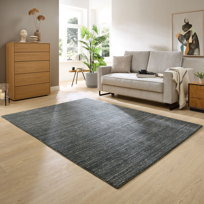Theko Handgeweven wollen tapijt Pure 140x200 cm - Antraciet