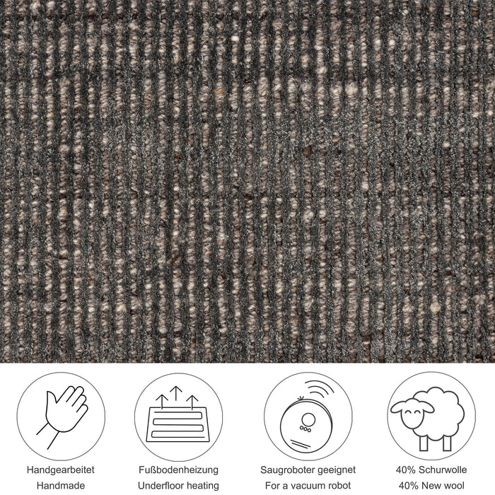 Theko gestreept UNI-tapijt Venus 70x140 cm - Antraciet