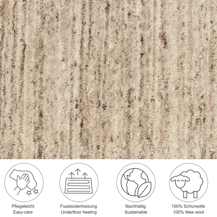 Theko Handgeweven wollen tapijt Pure 190x290 cm - Beige