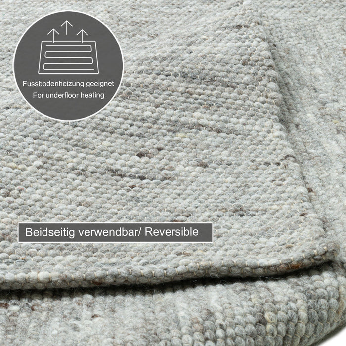 Theko Handgeweven wollen tapijt Alpen 140x200 cm - Natuurgrijs