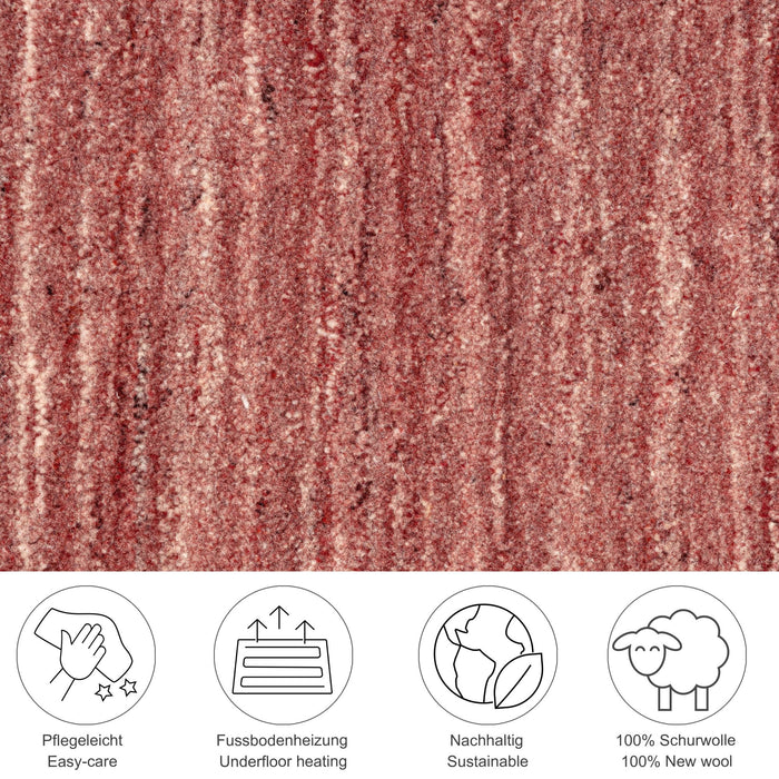 Theko Handgeweven wollen tapijt Pure 140x200 cm - Rood