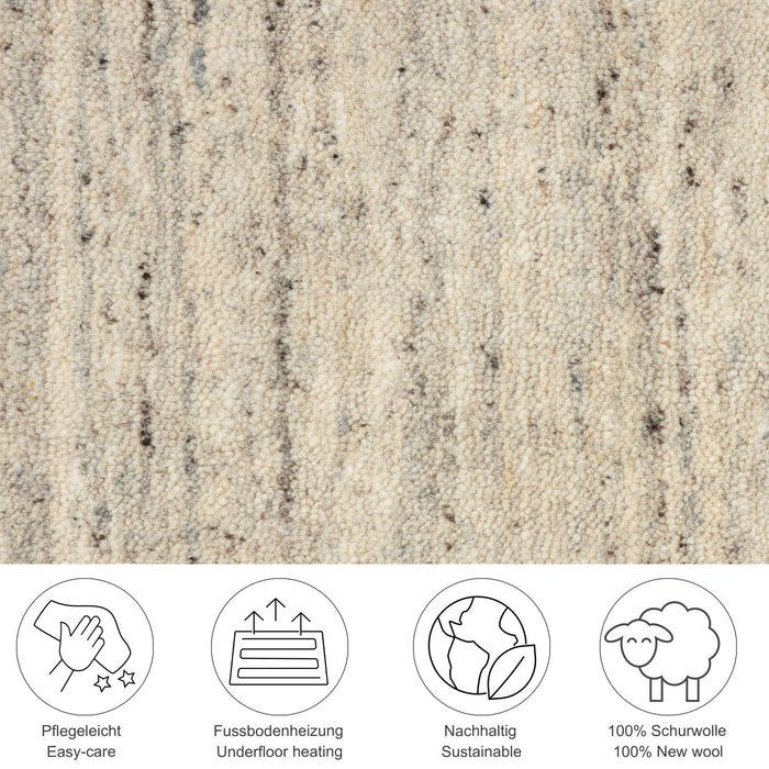 Theko Handgeweven wollen tapijt Pure 140x200 cm - Crème