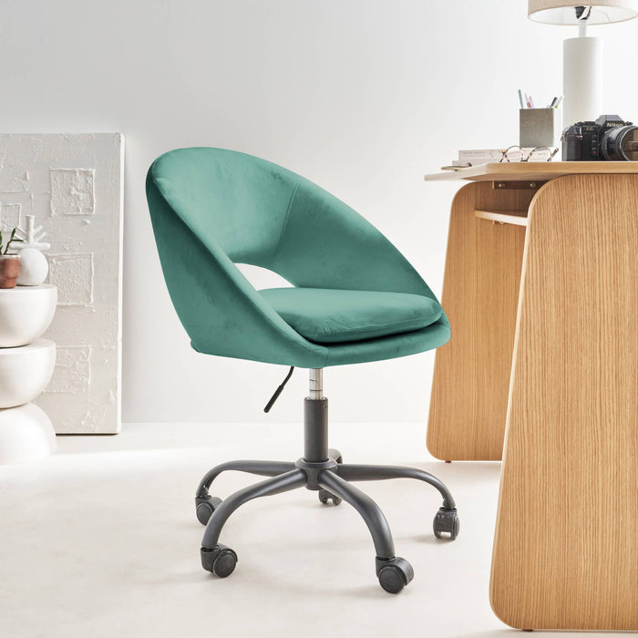 sweeek - Bureaustoel met velours bekleding en metalen wielen