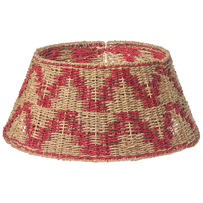 Beliani - GLACE - Kerstboomrok - Naturel|Rood - ⌀ 60 cm - Zeegras