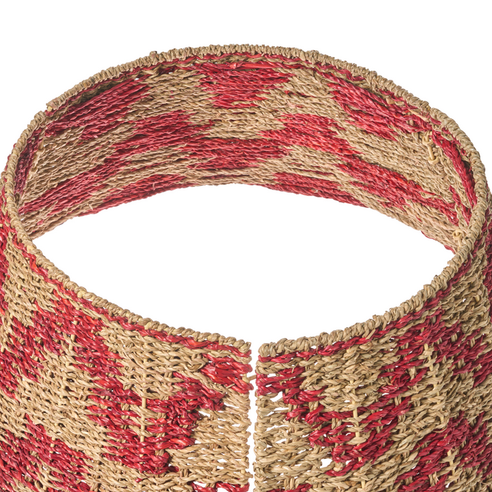 Beliani - GLACE - Kerstboomrok - Naturel|Rood - ⌀ 60 cm - Zeegras