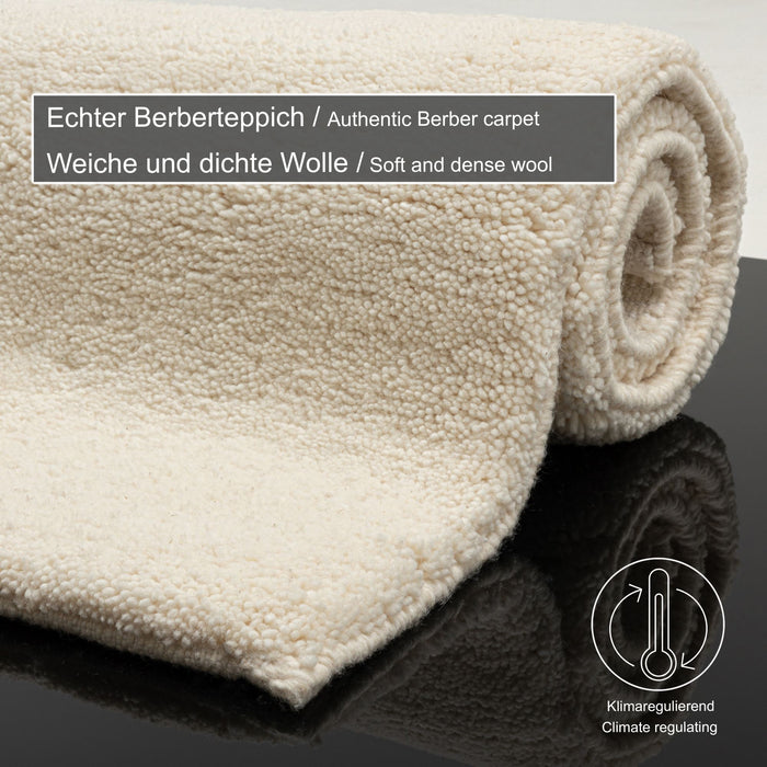 Theko Handgeknoopt Berber tapijt Taza Royal 170x240 cm - Blanc