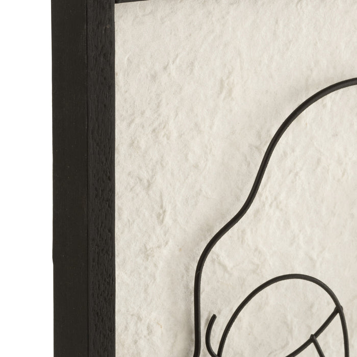 J-Line wanddecoratie Gezichten - metaal|hout - zwart|wit - s