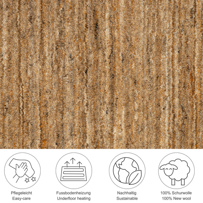 Theko Handgeweven wollen tapijt Pure 60x90 cm - Geel