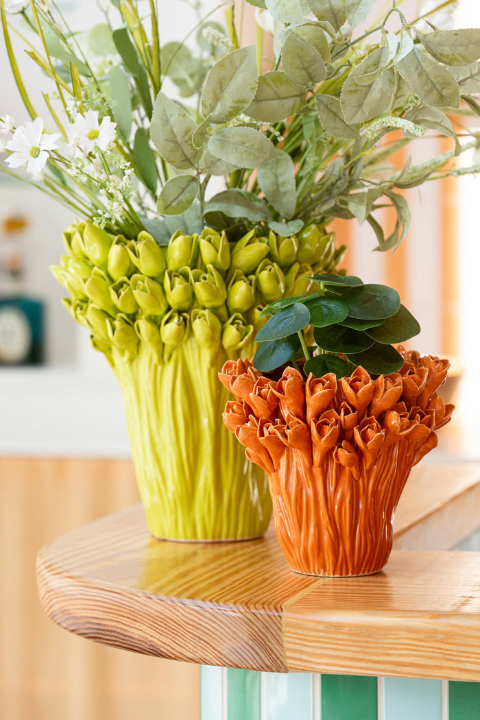 J-Line vaas Ambrosia - keramiek - oranje - small - Ø 20.5 cm