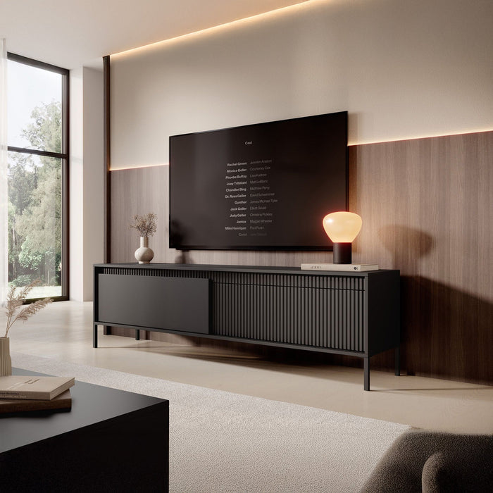 Meubella - TV-Meubel Saran - Mat zwart - 187 cm