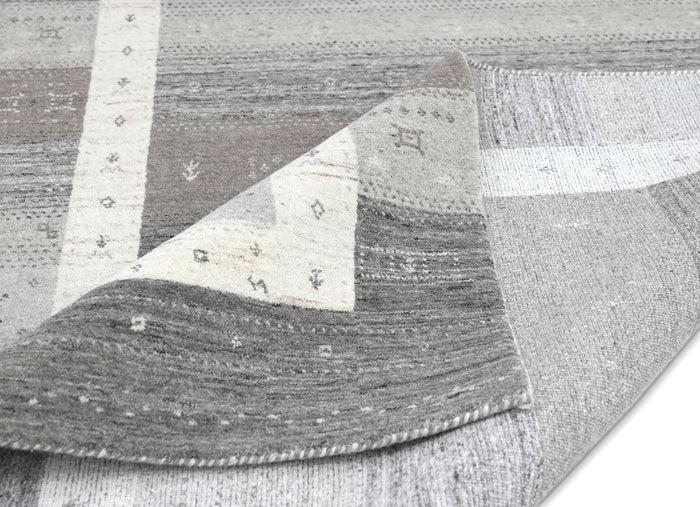 Theko wollen tapijt in Gabbeh-stijl Memu 70x140 cm - Zilver