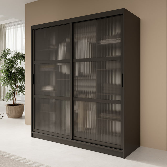 Meubella - Kledingkast Fessaro - Zwart - 180 cm