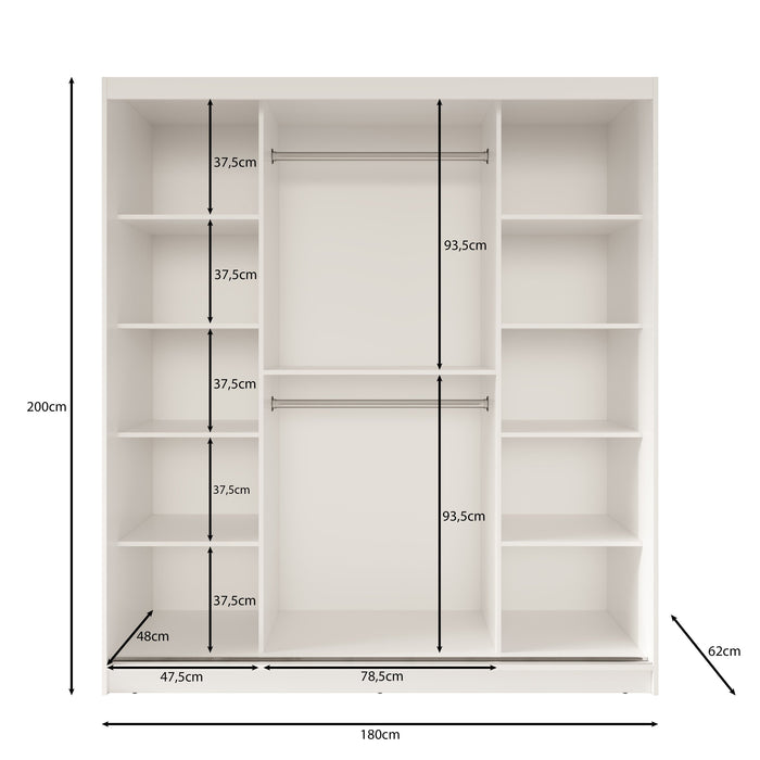 Meubella - Kledingkast Fessaro - Zwart - 180 cm