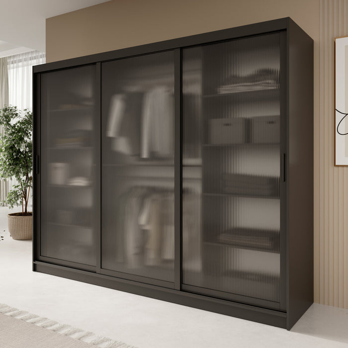 Meubella - Kledingkast Fessaro - Zwart - 250 cm