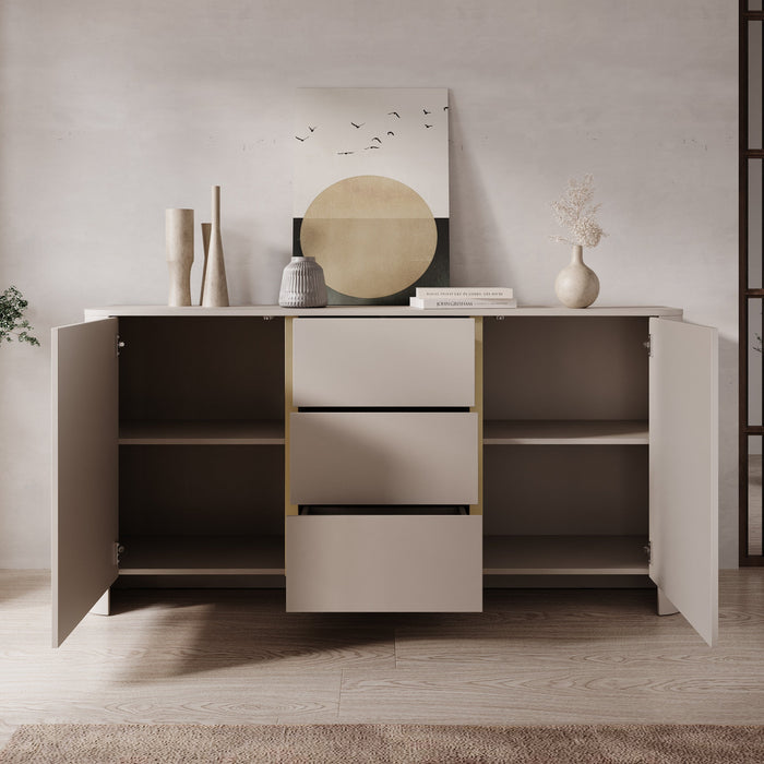 Meubella - Barbados - Dressoir - Beige - 168x39x84 cm