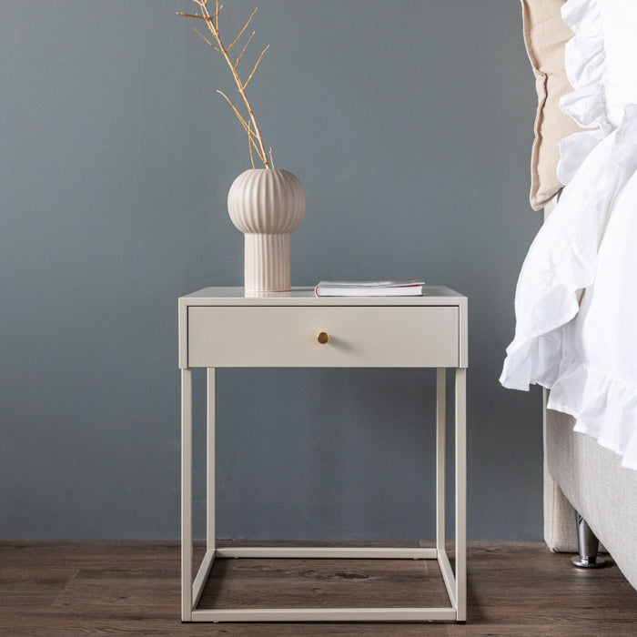 Fjôrd - Nachtkastje Beige Metaal - 43x41x50cm - Bakal