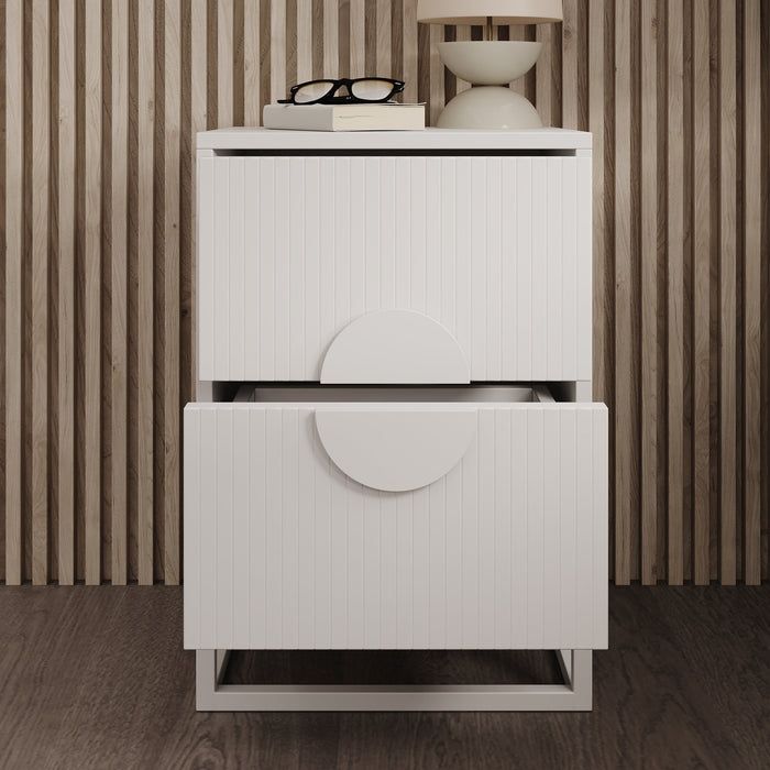 Meubella - Nachtkastje Allegany - Wit - 38 cm