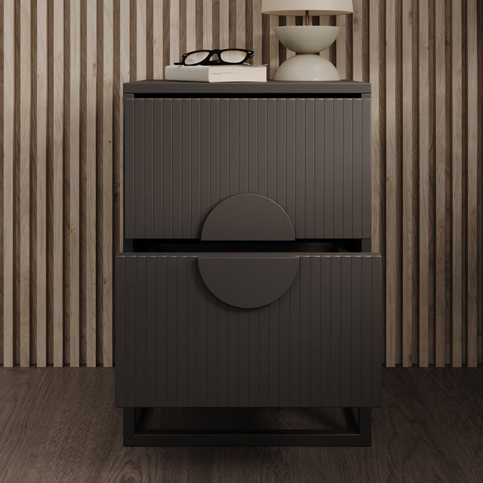 Meubella - Nachtkastje Allegany - Zwart - 38 cm