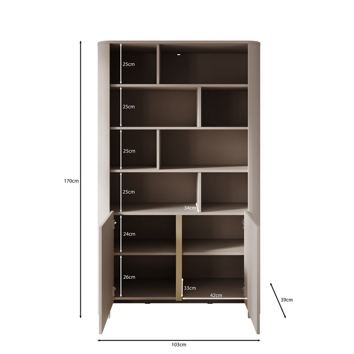 Meubella - Barbados - Boekenkast - Beige - 103x39x170 cm