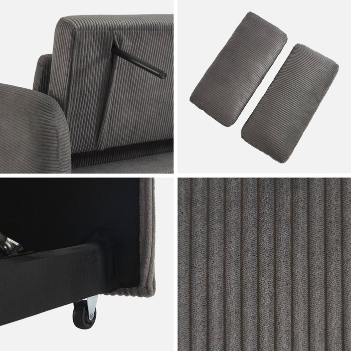 sweeek - Afrondbare slaapbank 2 plaatsen ribfluweel