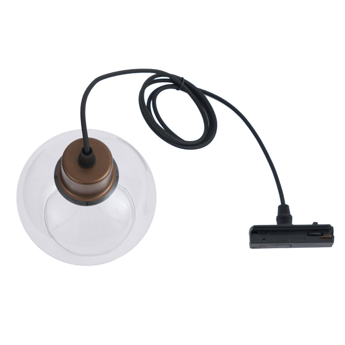 QAZQA Moderne hanglamp brons met helder glas voor railsysteem 1-fase
