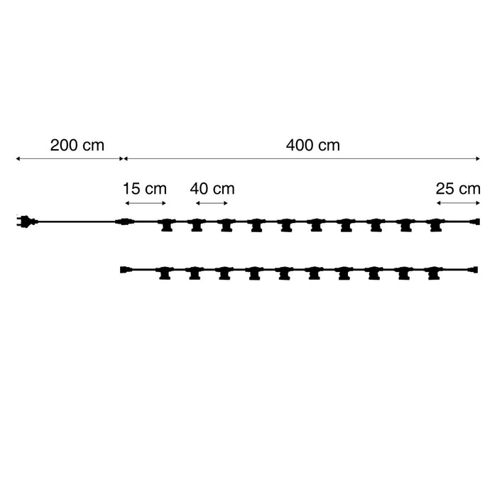 QAZQA Lichtsnoer zwart koppelbaar met stekker 10m 20-lichts IP44 -