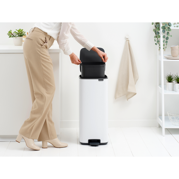 Brabantia Bo Pedaalemmer 30L, kunststof binnenemmer - White
