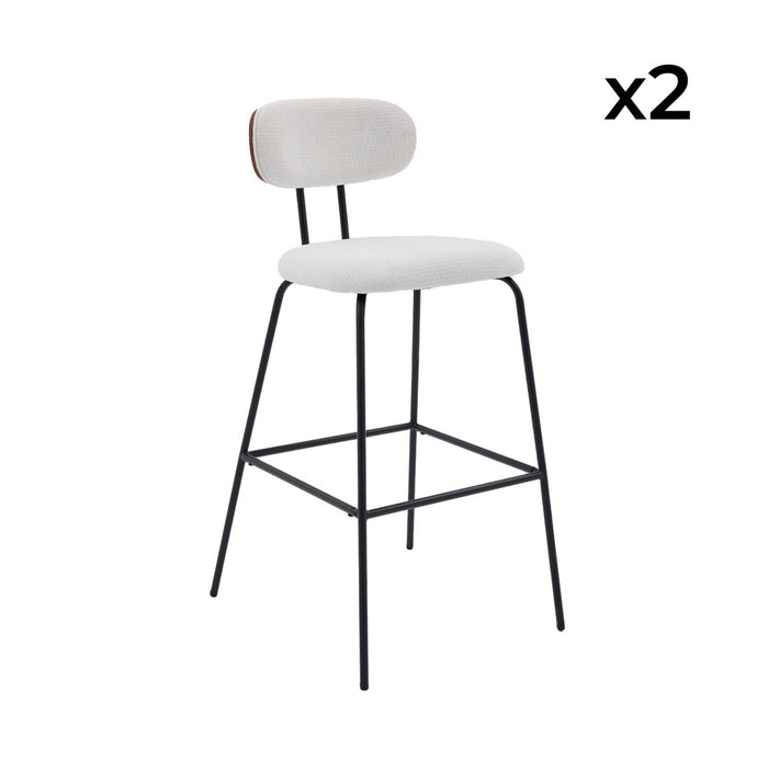 sweeek - Barkruk waterafstotende stof, zwarte metalen poten (set van