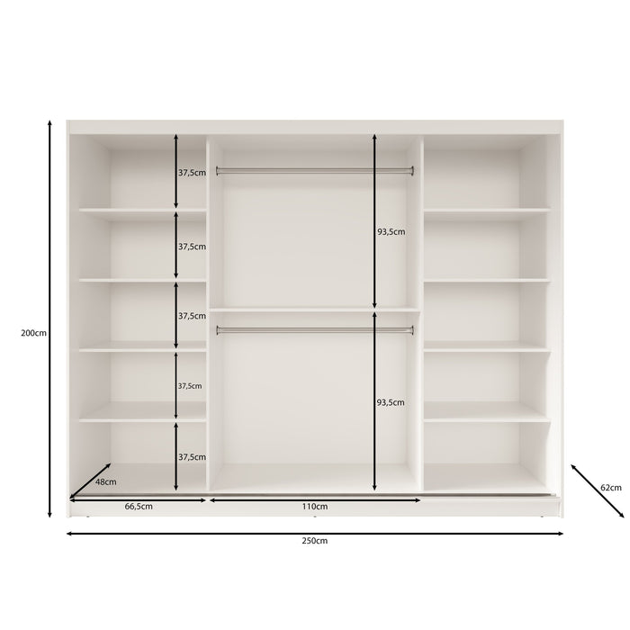 Meubella - Kledingkast Fessaro - Zwart - 250 cm