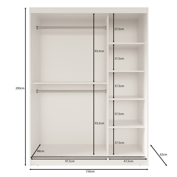 Meubella - Kledingkast Fessaro - Wit - 150 cm