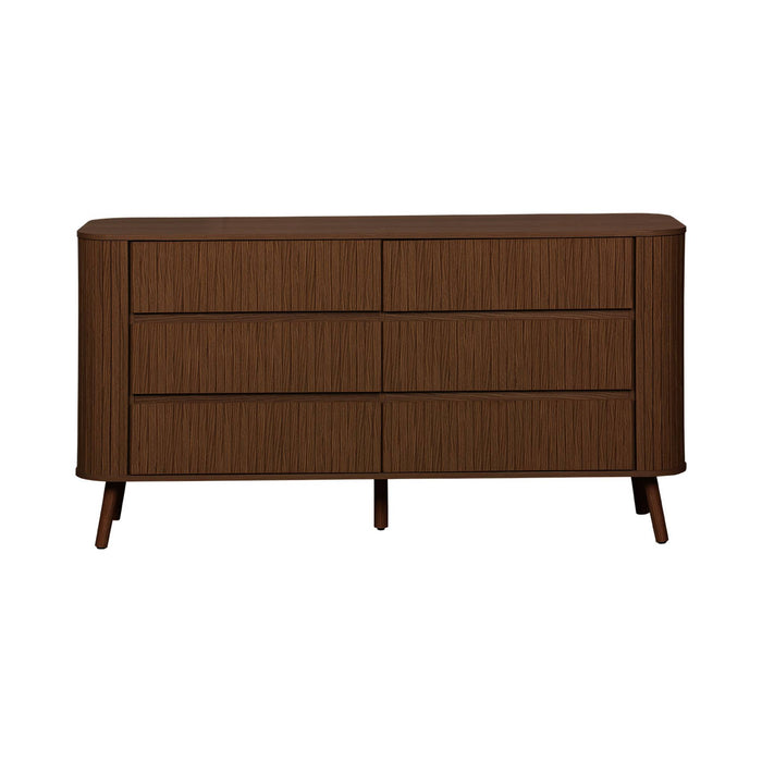 sweeek - Ladekast met 6 laden, gegroefd houtdecor