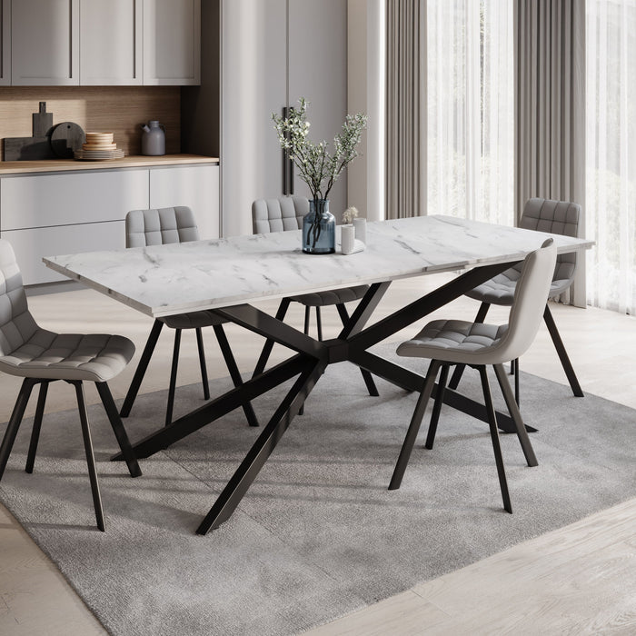 Meubella - Eetkamertafel Faithley - Wit marmerlook - 190 cm