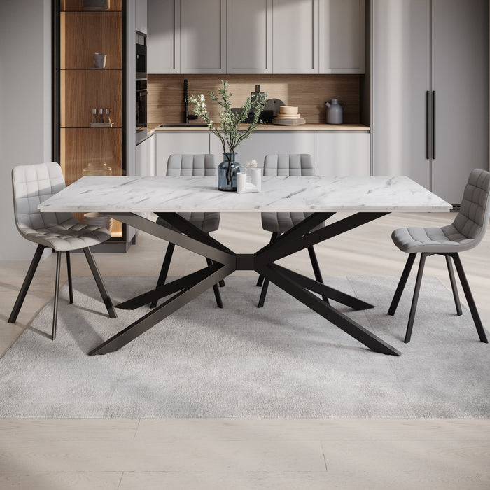 Meubella - Eetkamertafel Faithley - Wit marmerlook - 190 cm