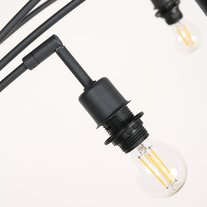 Mexlite - vloerlamp - Bambus - zwart - bamboe - booglamp - E14 -