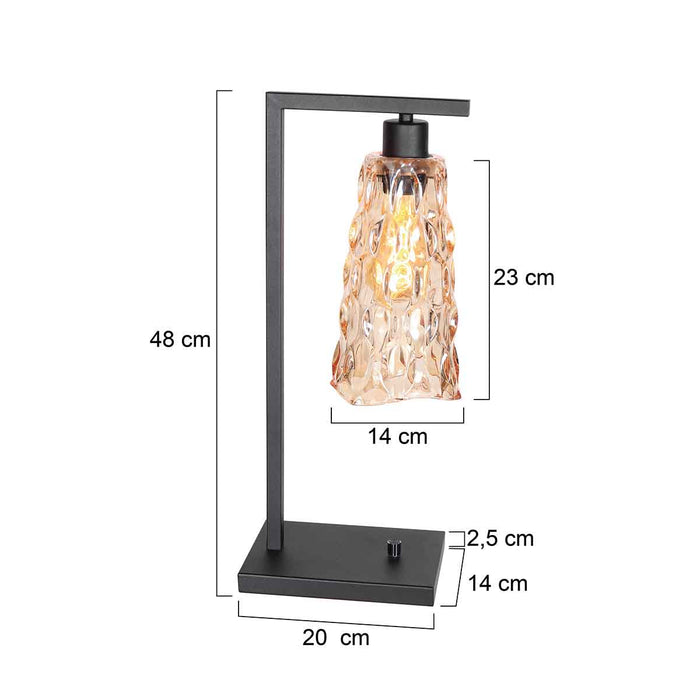 Steinhauer - Tafellamp Amber Glas - 1-Lichts - 20x14x48cm - Vidrio