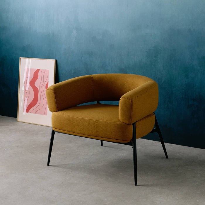 sweeek - Fauteuil stof gebogen rugleuning metalen frame