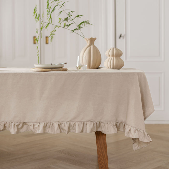 Walra Lovely Linen Ruffles Tafelkleed - Naturel