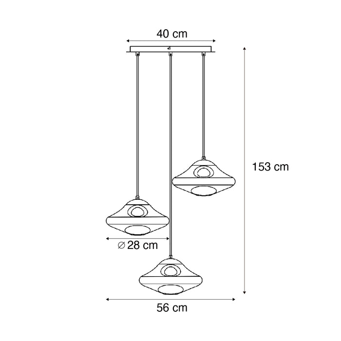 QAZQA Hotel Chique hanglamp messing met amber glas 3-lichts - Gus